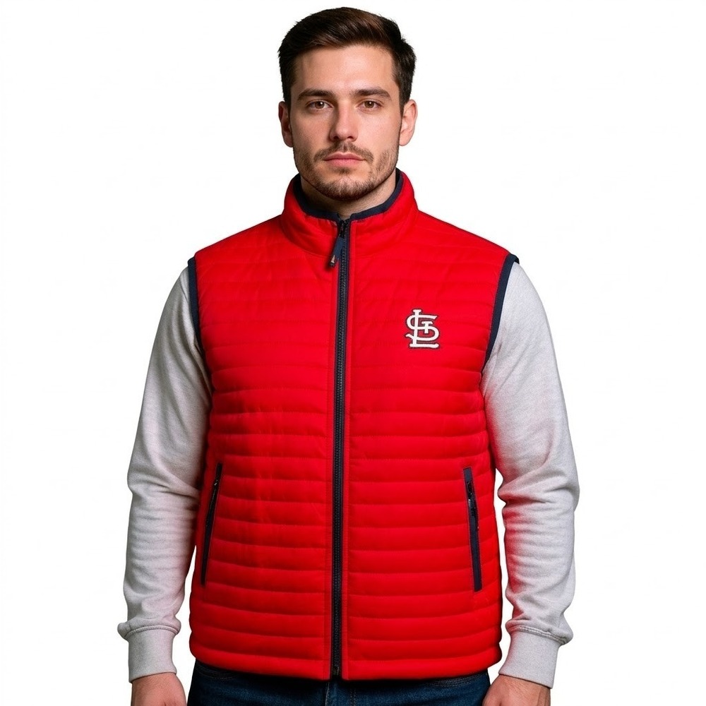 Mens XL St Louis Cardinals Bayer Puffer Vest Red Quilted Full Zip MLB SGA 2022